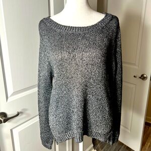 Forever21 Metallic silver Sweater, crew neck, long sleeves, size M